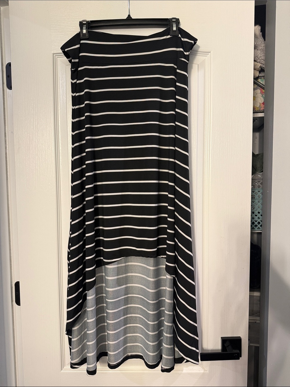 LuLaRoe Black and White Striped High-Low Skirt